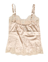 Dolce & Gabbana Beige Lace Silk Satin Tank Lingerie Sleepwear