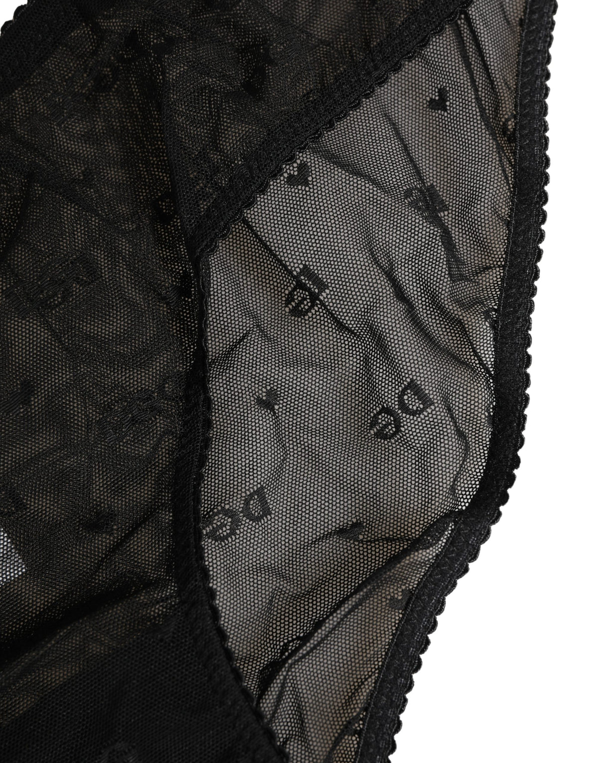 Dolce & Gabbana Black Sheer Mesh Lace Logo Brief Panty