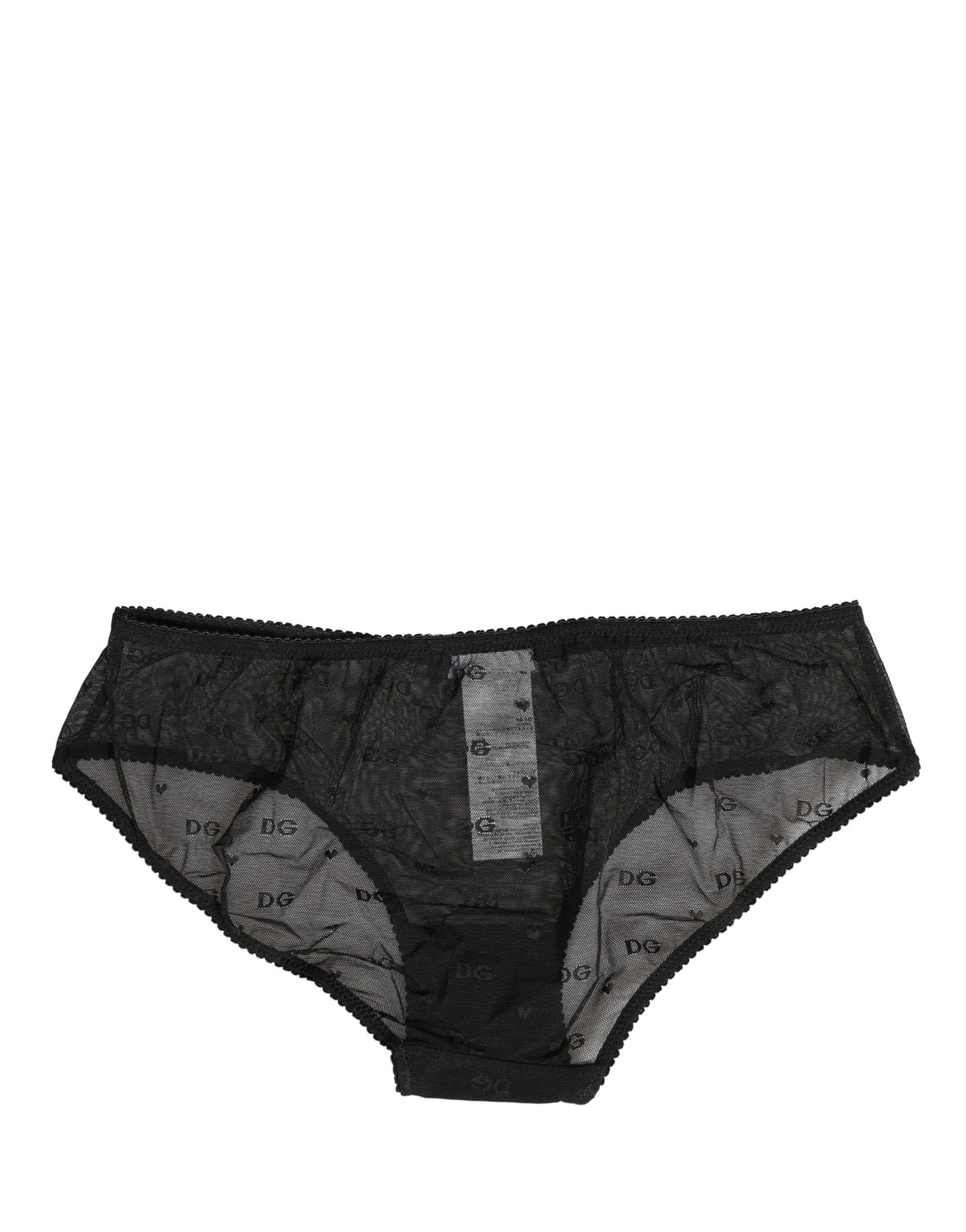 Dolce & Gabbana Black Sheer Mesh Lace Logo Brief Panty