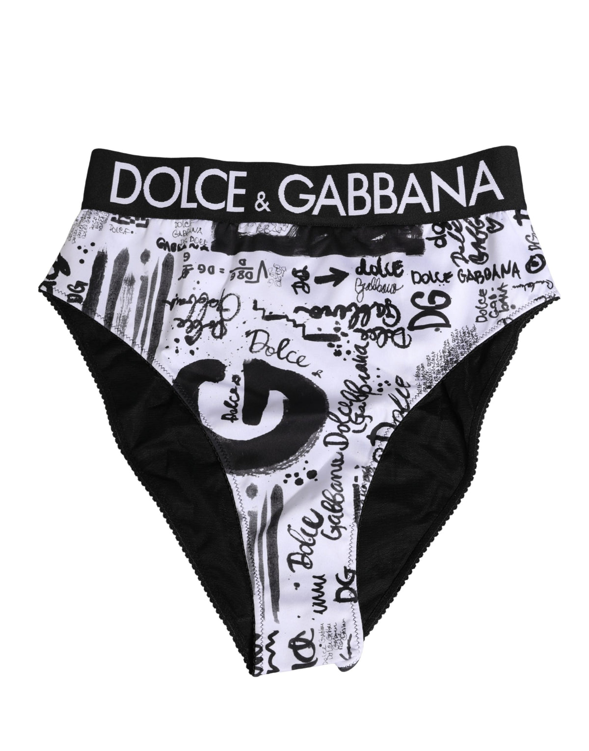 Dolce & Gabbana Black White Graphic Logo High Brief Underwear