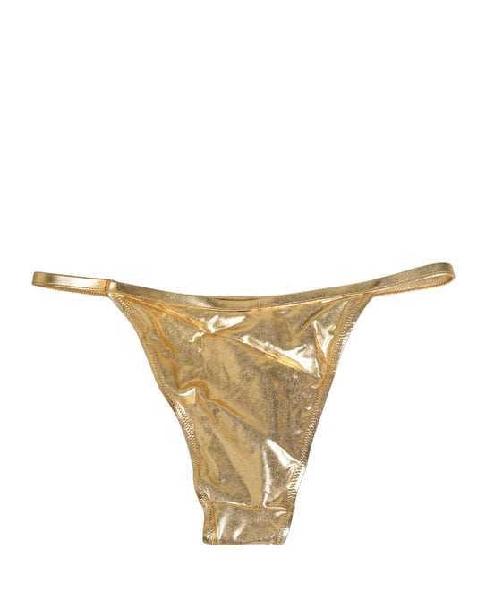 Dolce & Gabbana Gold-Tone Bikini Bottom with Logo