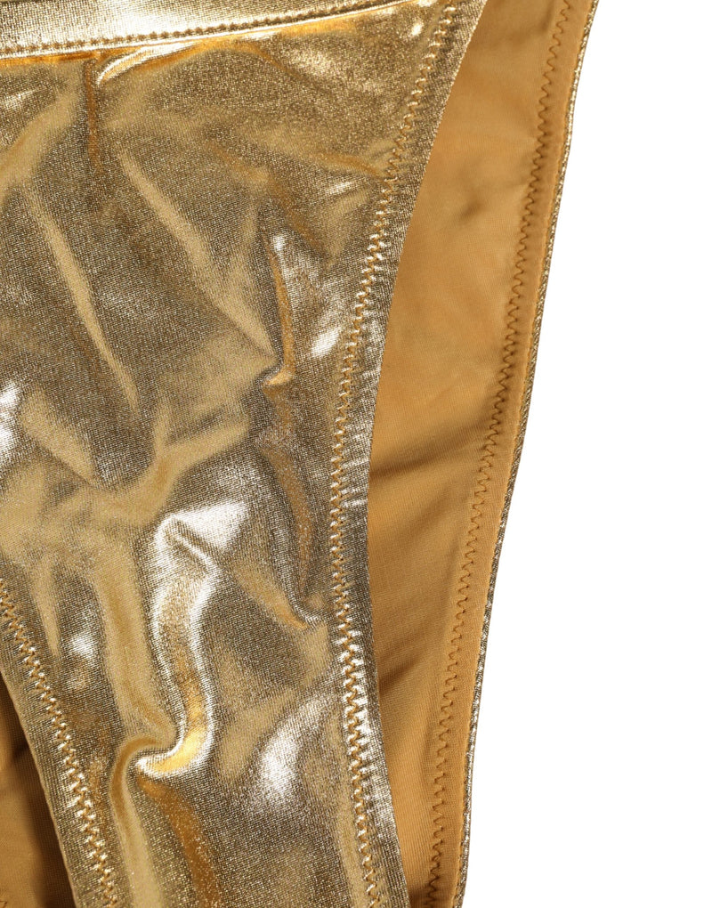 Dolce & Gabbana Gold-Tone Bikini Bottom with Logo