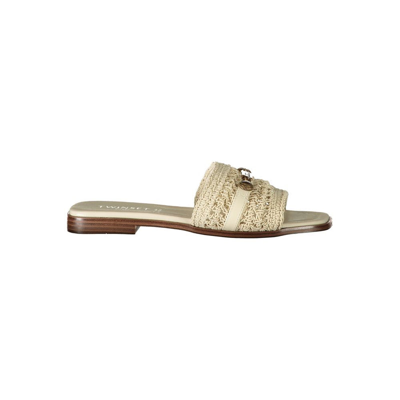 Twinset Beige Leather Women's Sandal - Chic & Versatile