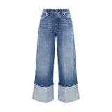 Givenchy Dégradé Turn-Up Blue Cotton Jeans for Women