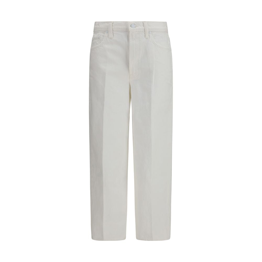 Mother Denim Picket Fence White Cotton Bootcut Jeans