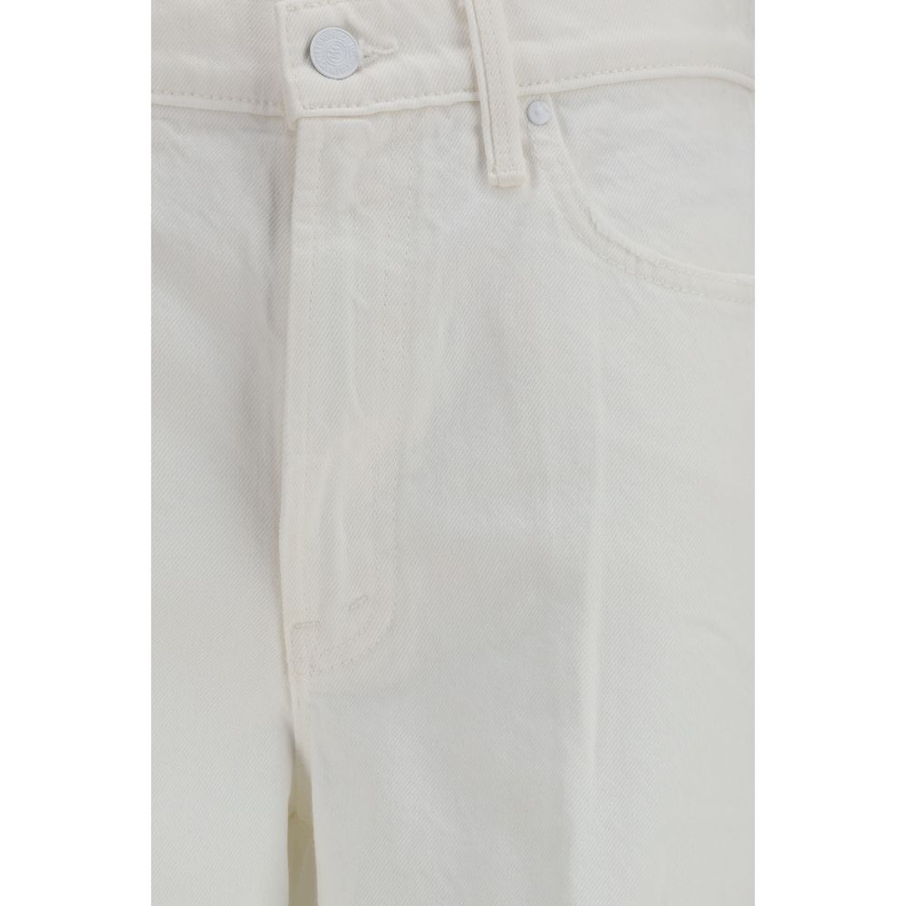 Mother Denim Picket Fence White Cotton Bootcut Jeans