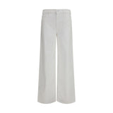 Mother Denim Rerun Zip Sneak White Cotton Jeans for Women