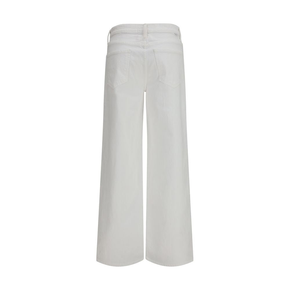 Mother Denim Rerun Zip Sneak White Cotton Jeans for Women