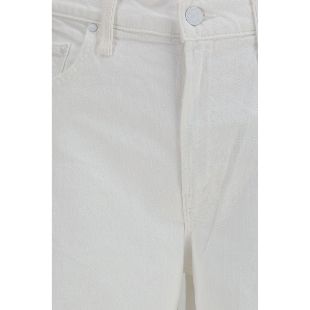 Mother Denim Rerun Zip Sneak White Cotton Jeans for Women