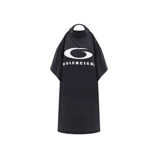 Balenciaga Black Cotton Casual Dress - Elegant Midi Style