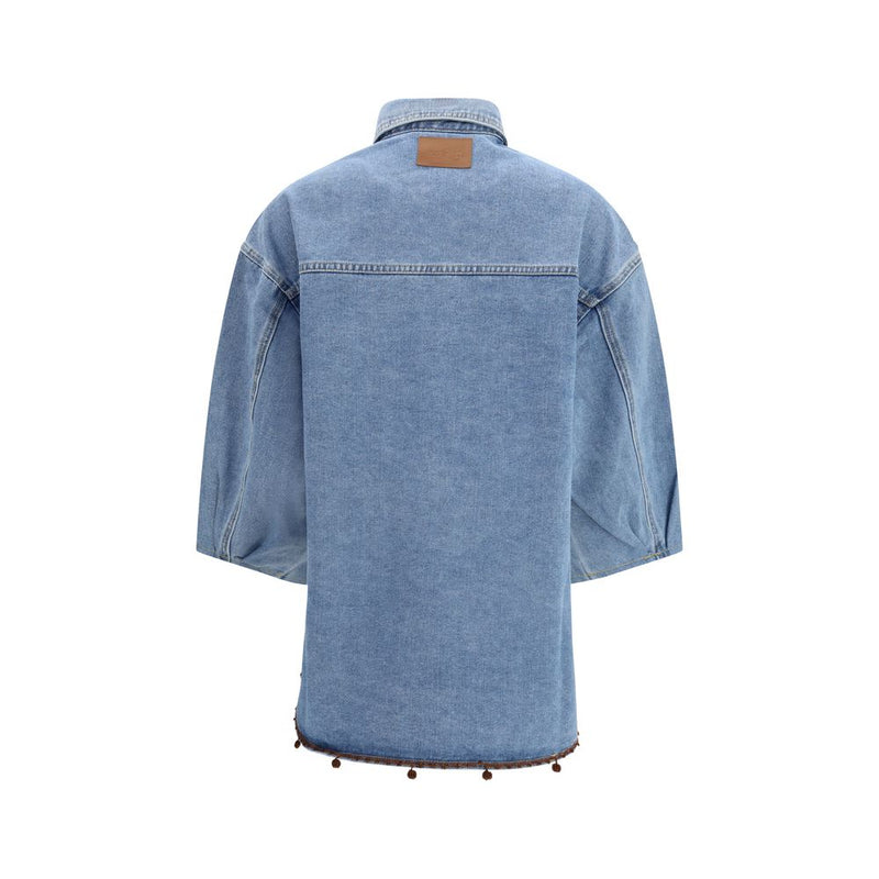 Ella Blue Cotton Denim Jacket with Sequin Details