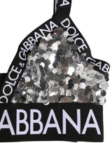 Dolce & Gabbana Silver Sequined Triangle Soft Cup Bra