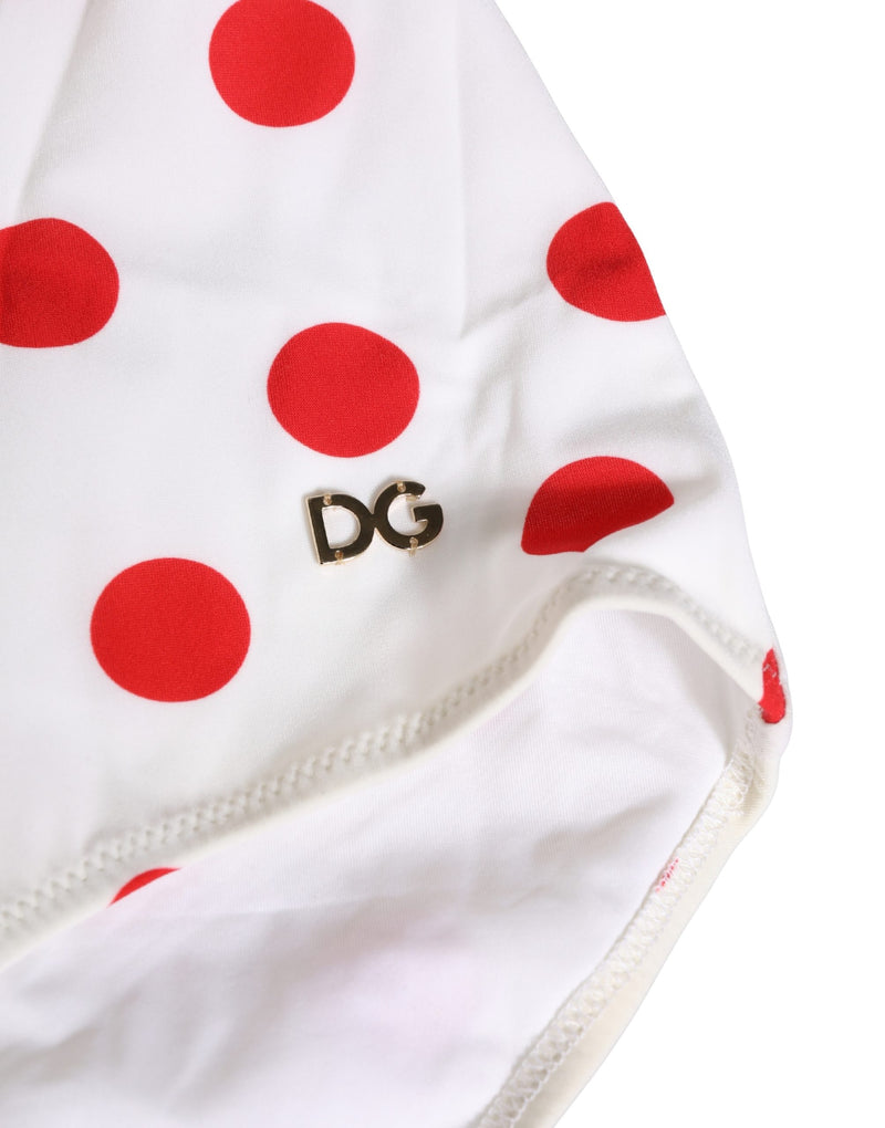 Dolce & Gabbana White Polka Dot One-Piece Swimsuit