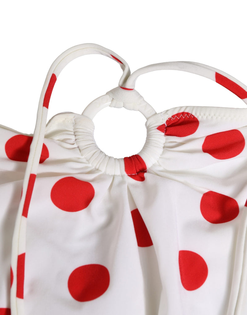 Dolce & Gabbana White Polka Dot One-Piece Swimsuit