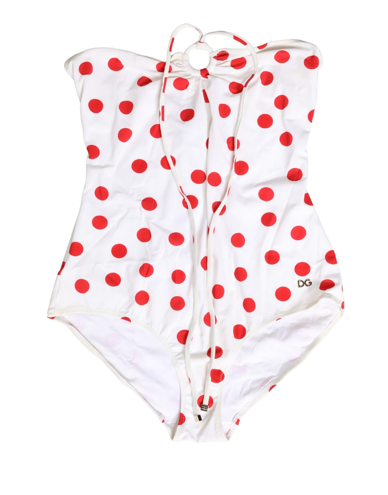 Dolce & Gabbana White Polka Dot One-Piece Swimsuit
