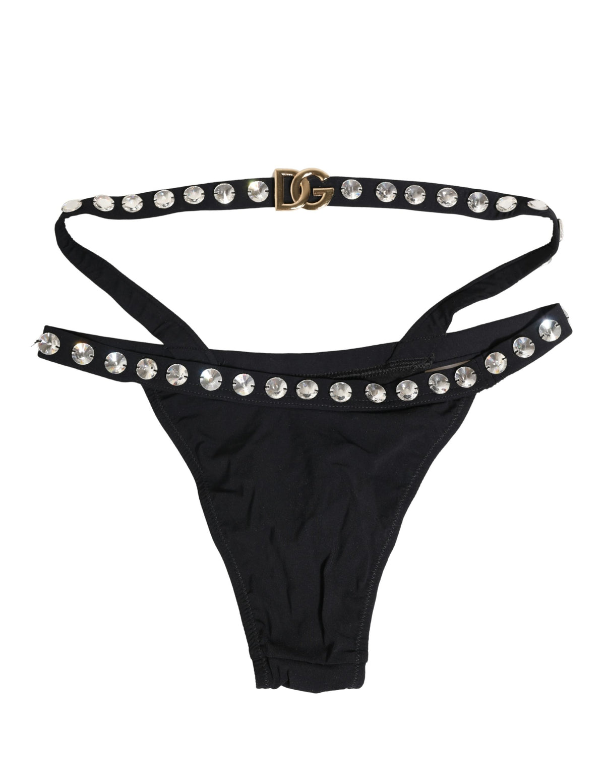 Dolce & Gabbana Black Crystal Embellished Bikini Bottom