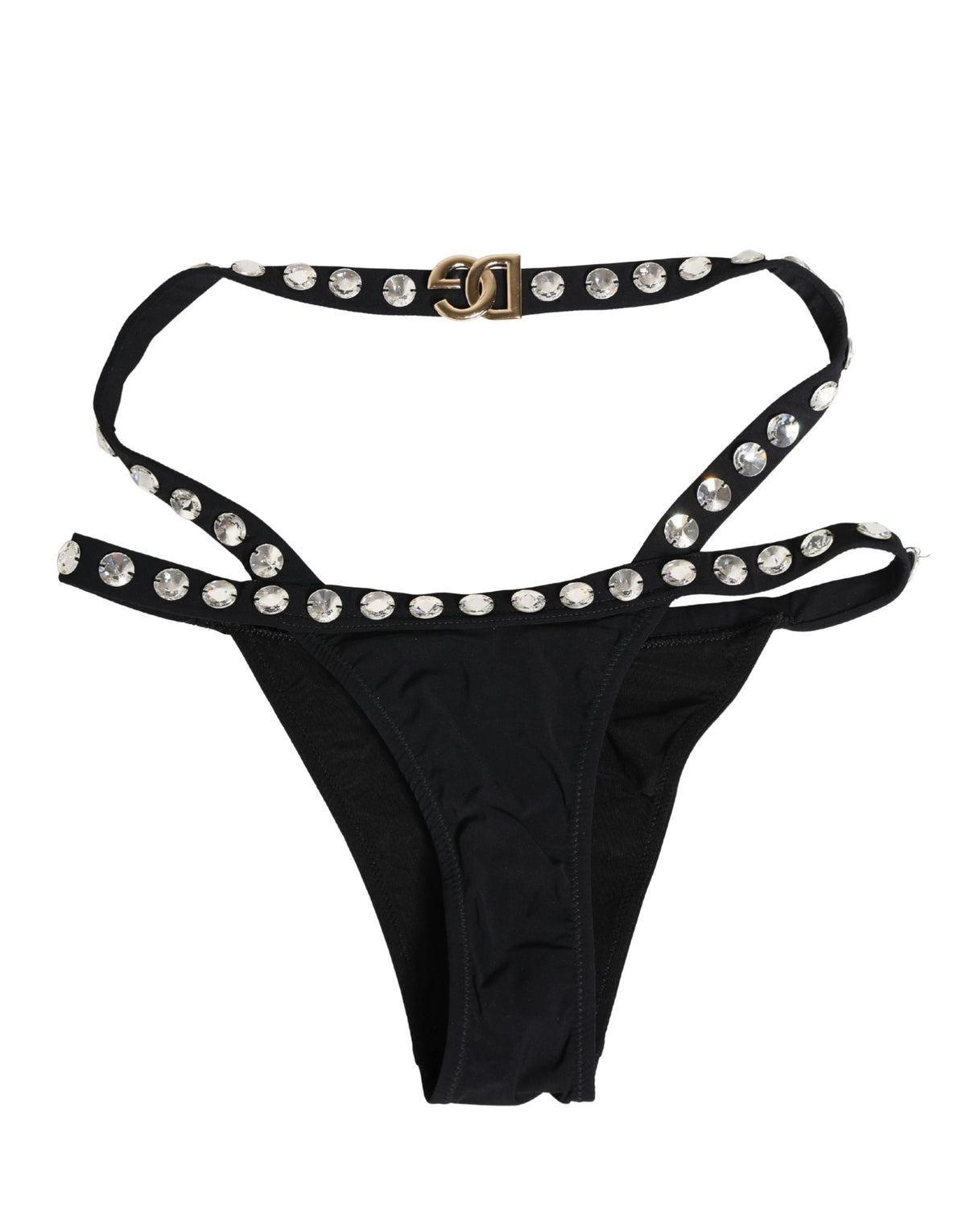 Dolce & Gabbana Black Crystal Embellished Bikini Bottom