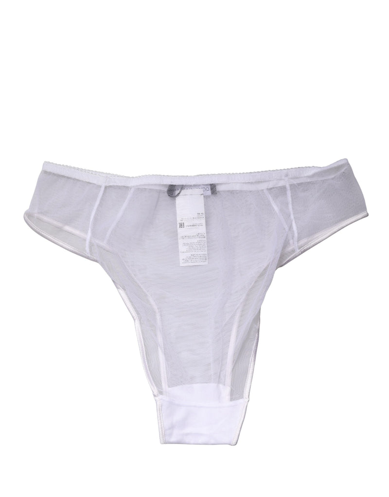 Dolce & Gabbana White Sheer Silk Stretch High Brief Underwear