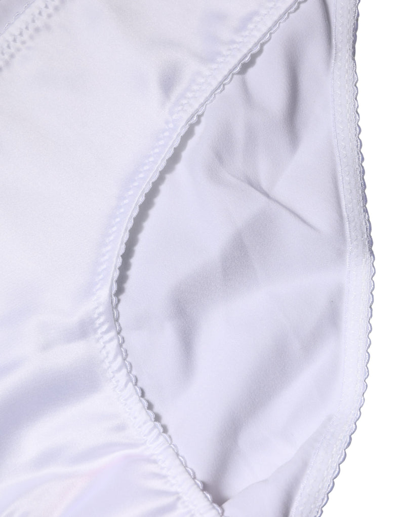 Dolce & Gabbana White Silk Stretch Mid Waist Brief Panty