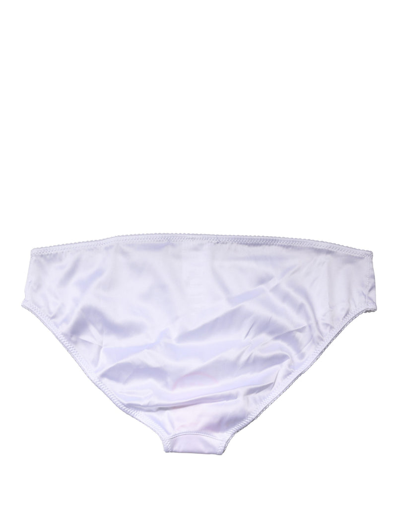 Dolce & Gabbana White Silk Stretch Mid Waist Brief Panty