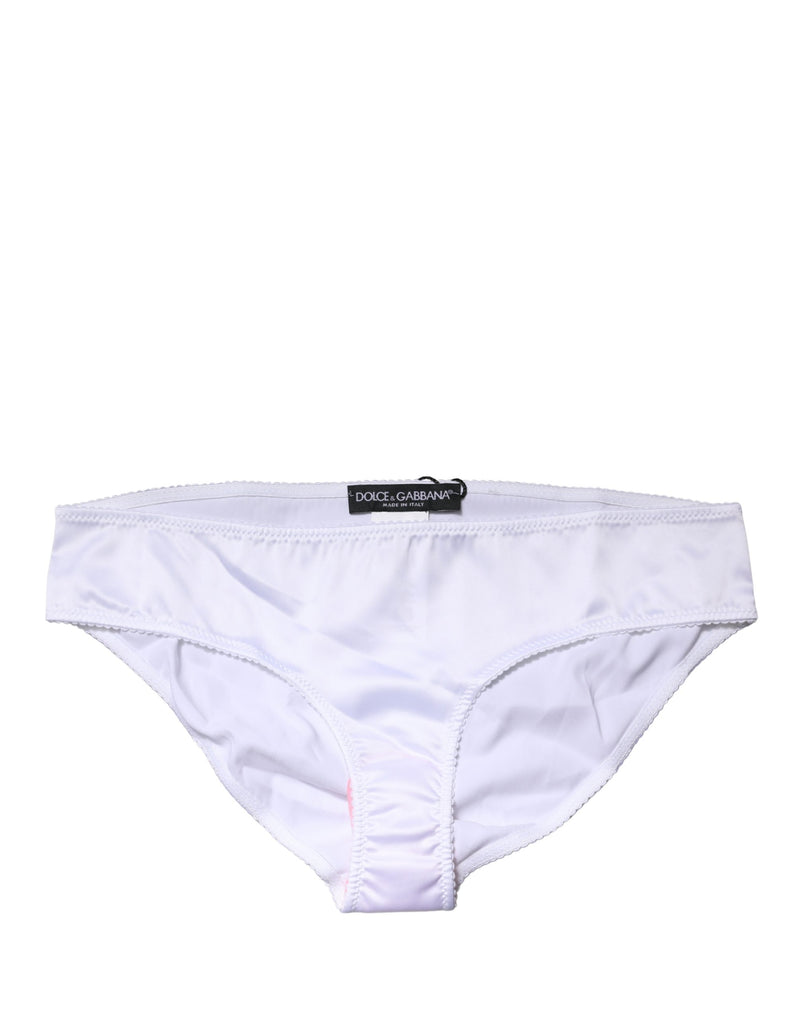 Dolce & Gabbana White Silk Stretch Mid Waist Brief Panty