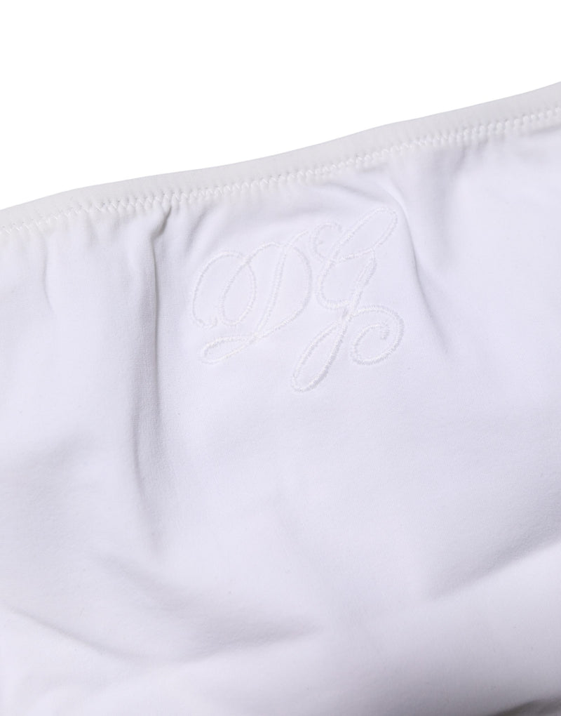 Dolce & Gabbana White Nylon Stretch Mid Waist Brief Panty