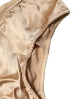 Dolce & Gabbana Beige Silk Stretch Mid Waist Brief Panty