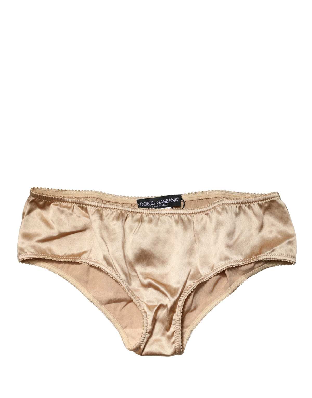 Dolce & Gabbana Beige Silk Stretch Mid Waist Brief Panty