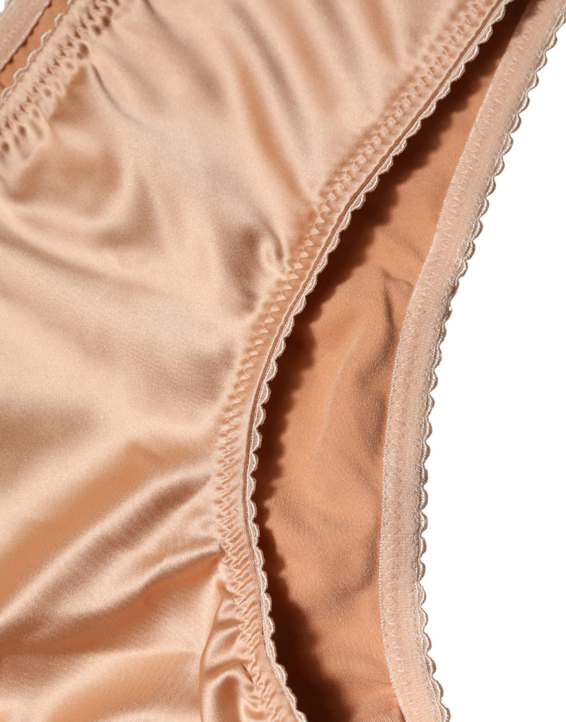 Dolce & Gabbana Beige Silk Stretch Mid Waist Brief Panty