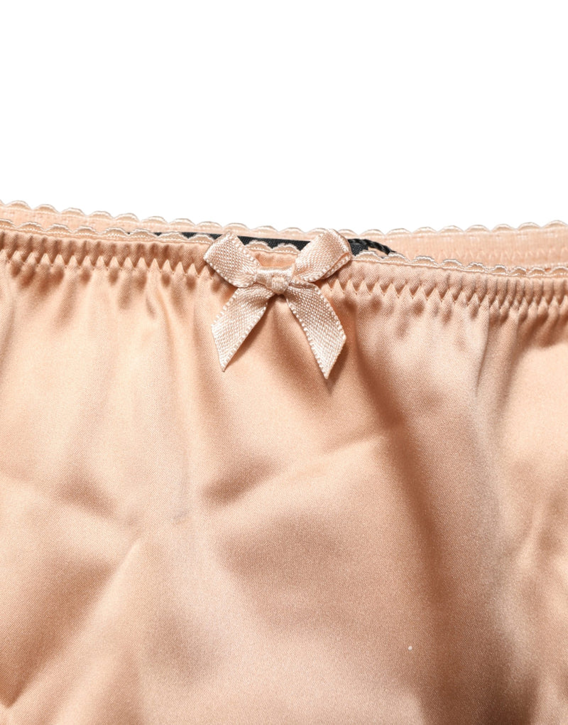 Dolce & Gabbana Beige Silk Stretch Mid Waist Brief Panty