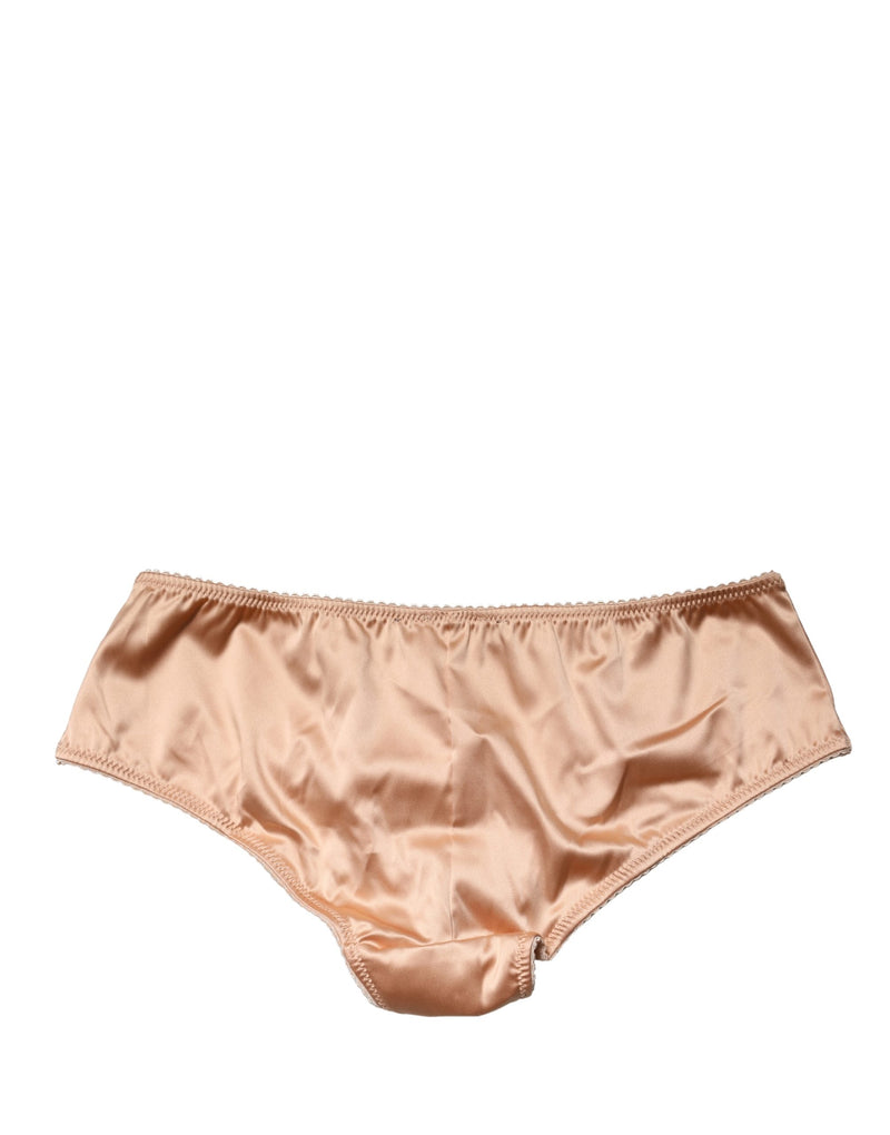Dolce & Gabbana Beige Silk Stretch Mid Waist Brief Panty