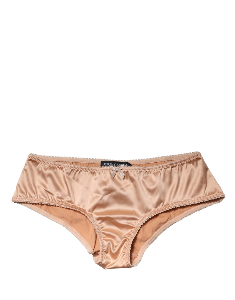 Dolce & Gabbana Beige Silk Stretch Mid Waist Brief Panty