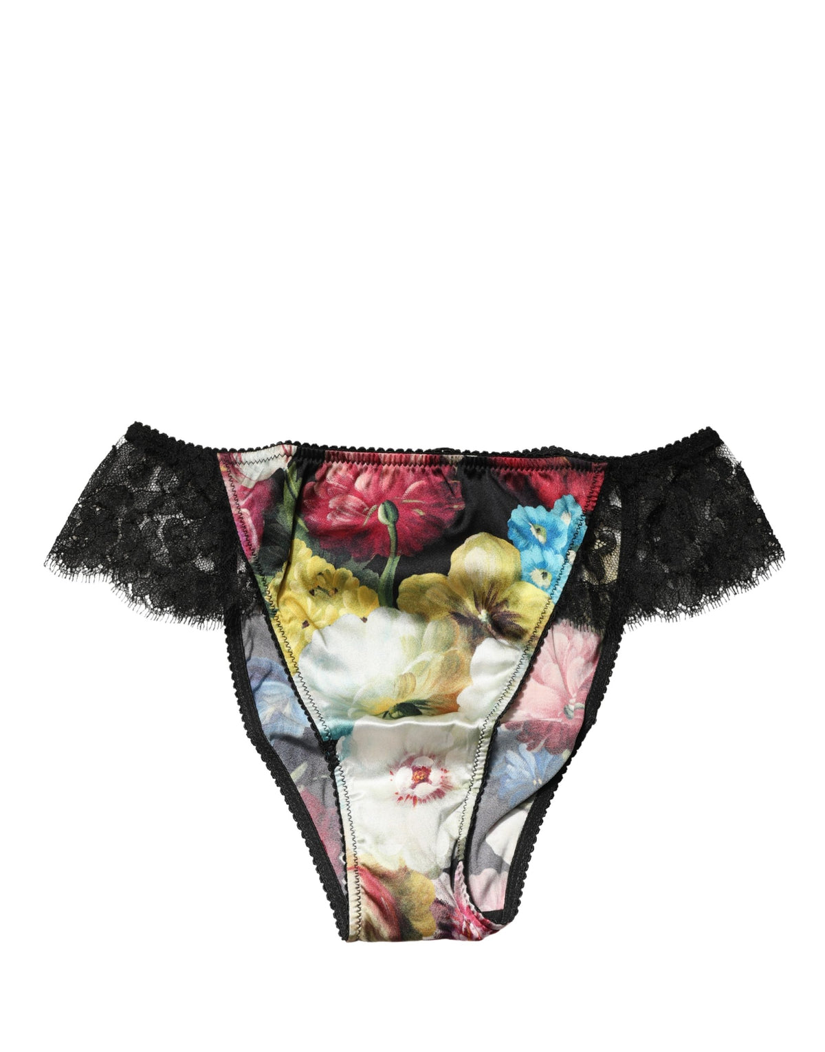Dolce & Gabbana Black Floral Lace Mid Waist Brief Panty