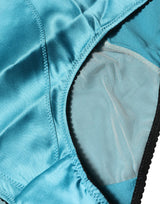 Dolce & Gabbana Blue Silk Blend High Waist Girdle Panty