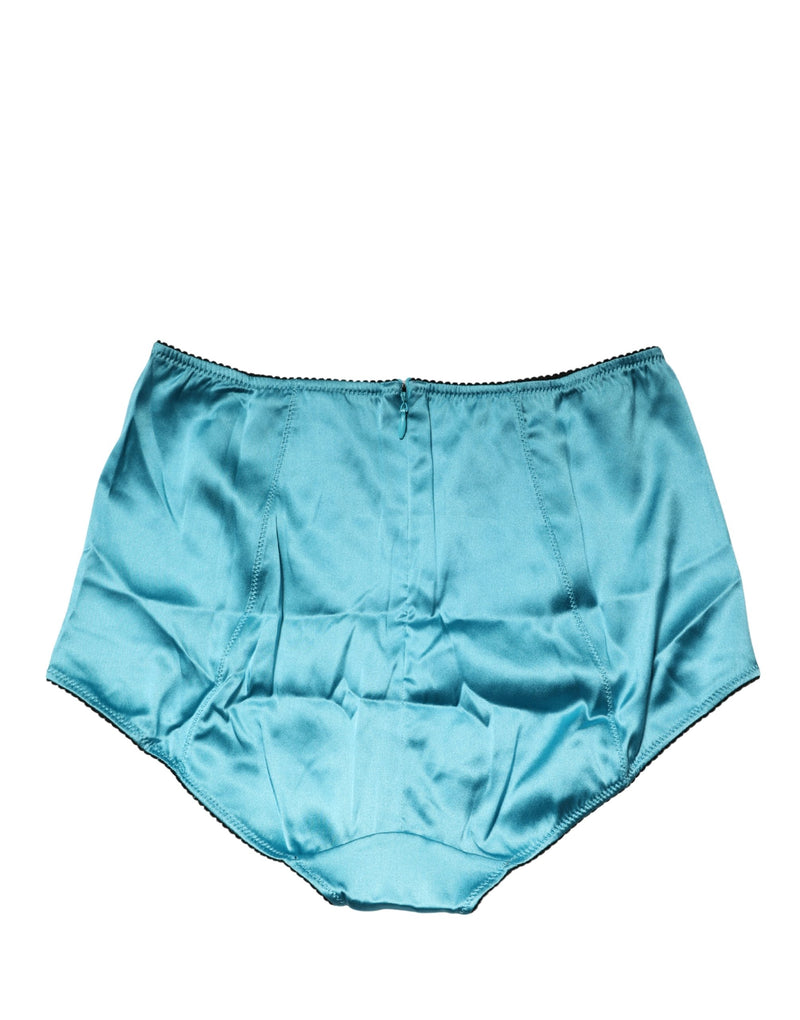 Dolce & Gabbana Blue Silk Blend High Waist Girdle Panty
