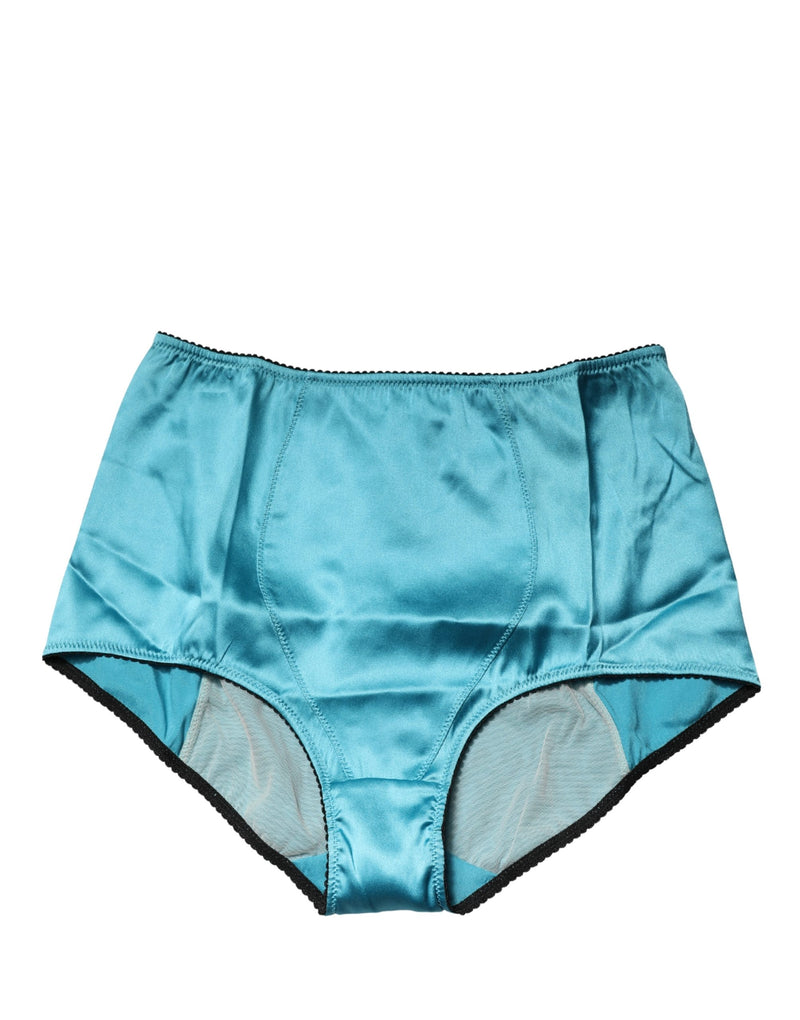 Dolce & Gabbana Blue Silk Blend High Waist Girdle Panty