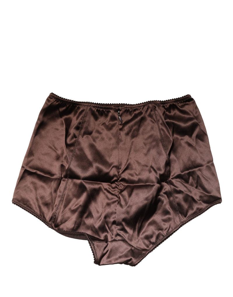 Dolce & Gabbana Brown Silk Blend High Waist Girdle Panty