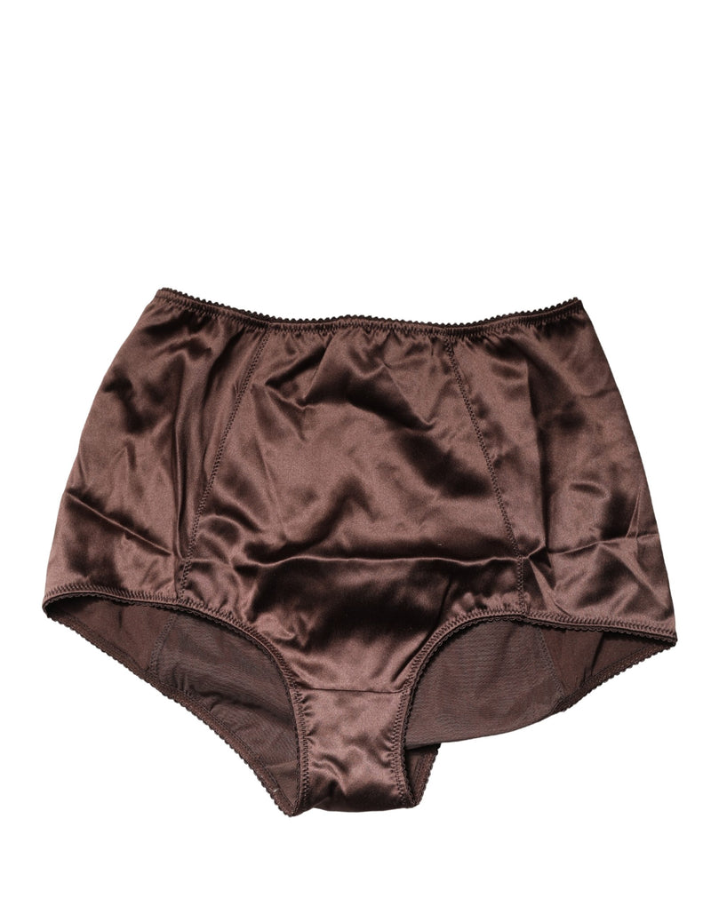 Dolce & Gabbana Brown Silk Blend High Waist Girdle Panty