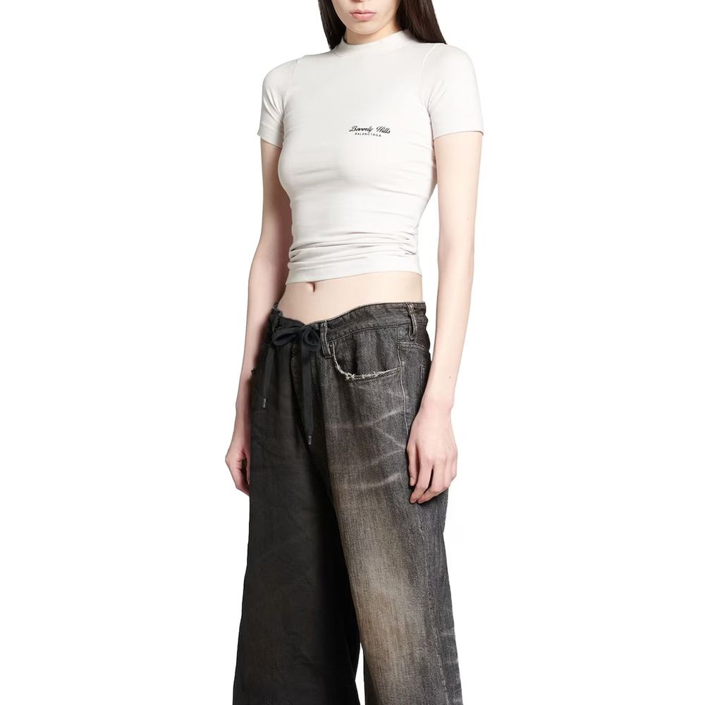 Balenciaga White Cotton T-Shirt for Women