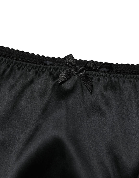 Dolce & Gabbana Black Silk Stretch Mid Waist Brief Panty