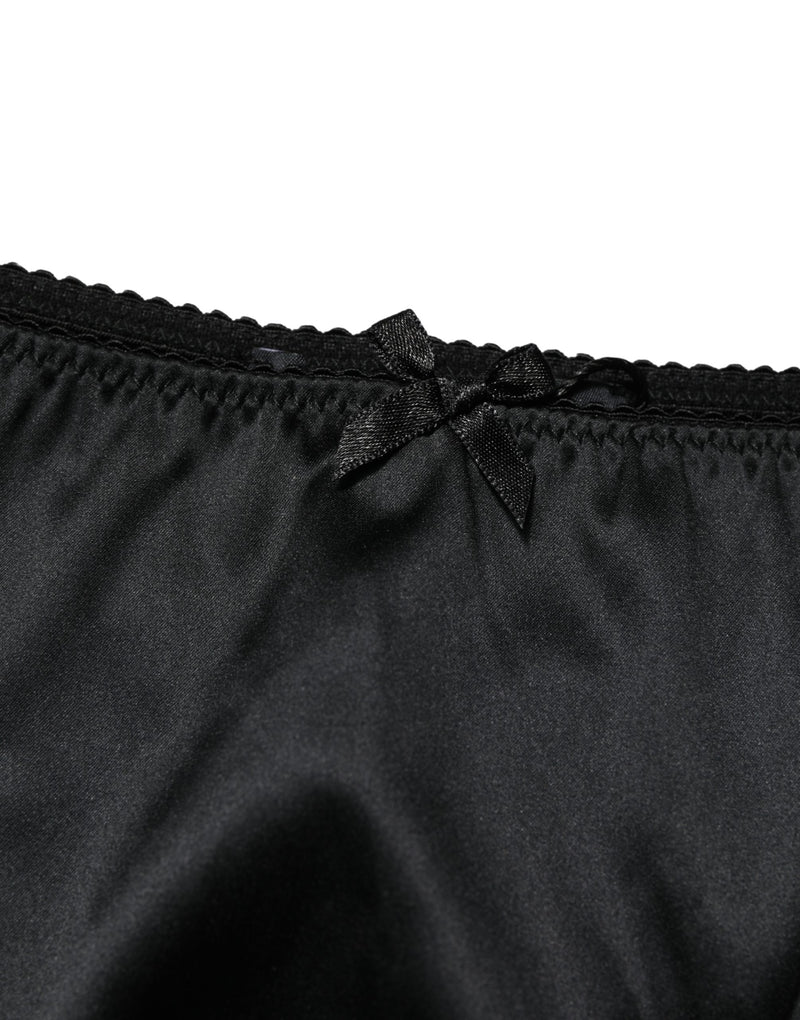 Dolce & Gabbana Black Silk Stretch Mid Waist Brief Panty