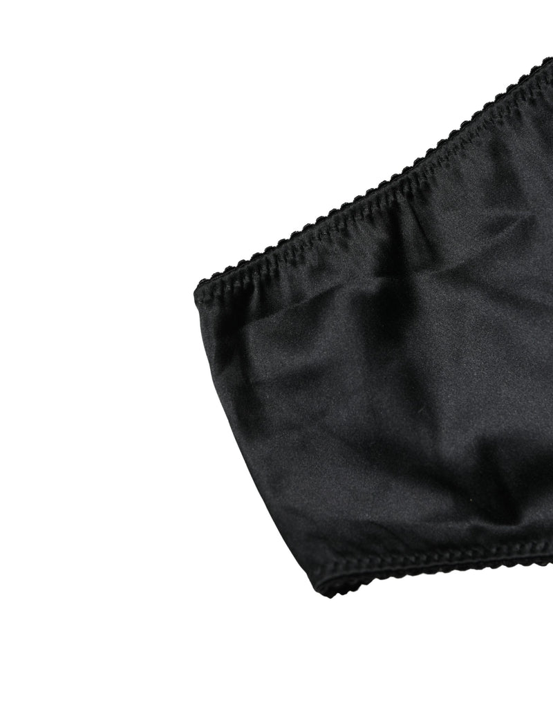Dolce & Gabbana Black Silk Stretch Mid Waist Brief Panty