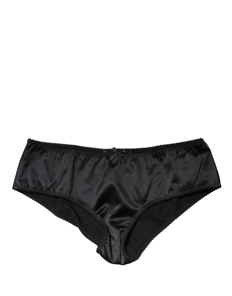 Dolce & Gabbana Black Silk Stretch Mid Waist Brief Panty