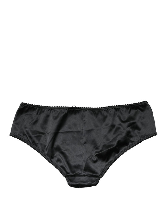 Dolce & Gabbana Black Silk Stretch Mid Waist Brief Panty