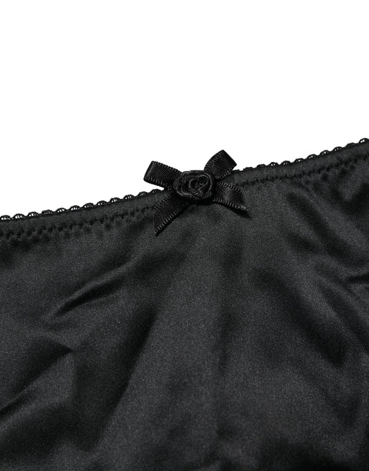 Dolce & Gabbana Black Silk Stretch Mid Waist Brief Panty