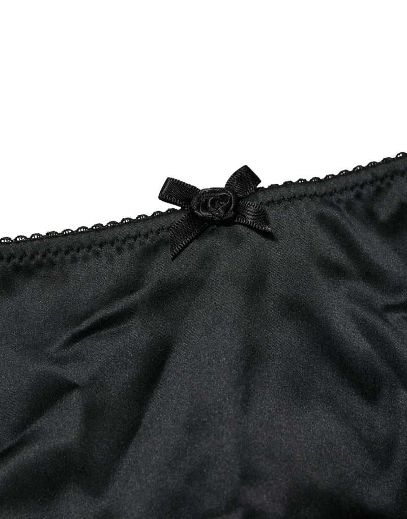 Dolce & Gabbana Black Silk Stretch Mid Waist Brief Panty