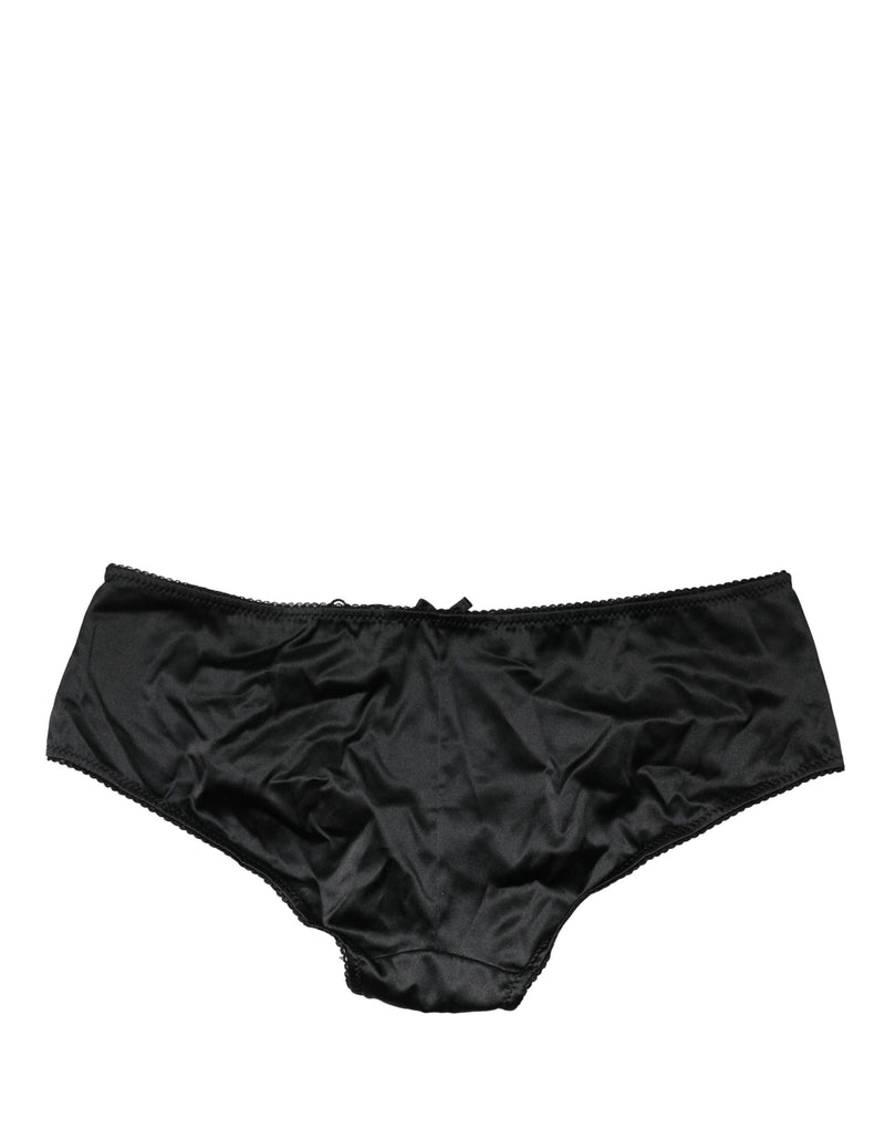 Dolce & Gabbana Black Silk Stretch Mid Waist Brief Panty
