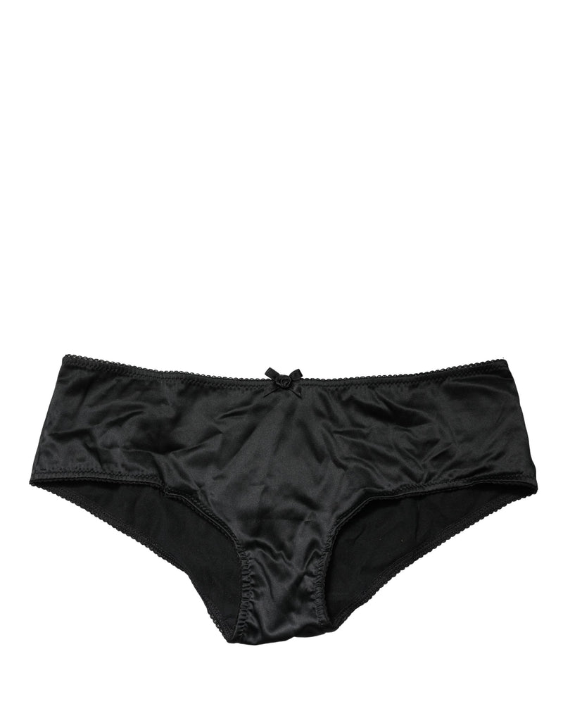 Dolce & Gabbana Black Silk Stretch Mid Waist Brief Panty