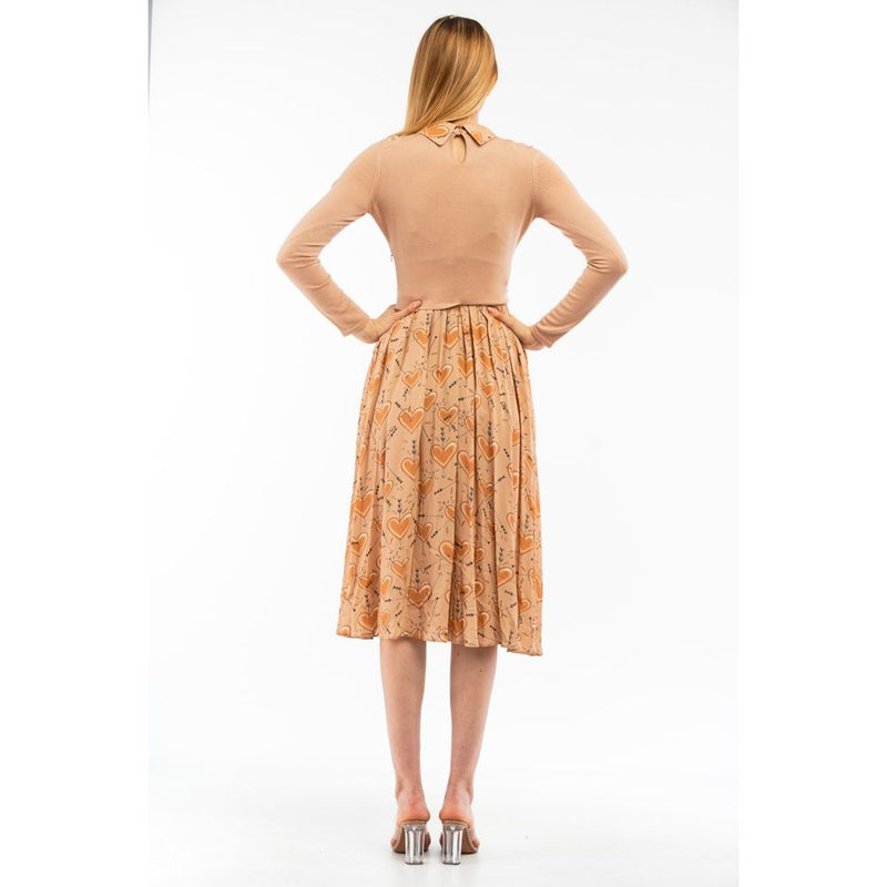 Elisabetta Franchi Beige Wool Casual Dress - Elegant Midi Design