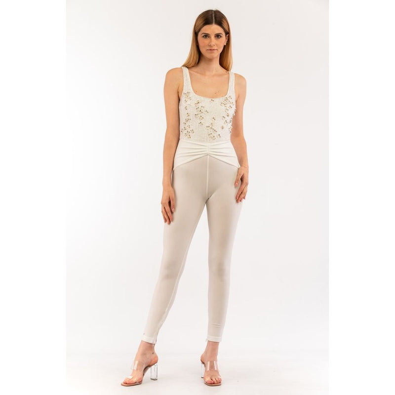 Elisabetta Franchi Avorio Jumpsuit en Polyester